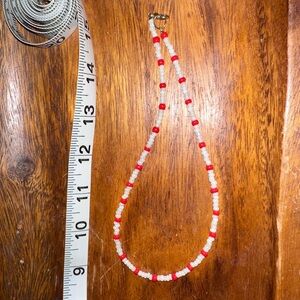 Red & White Seed Bead Necklace